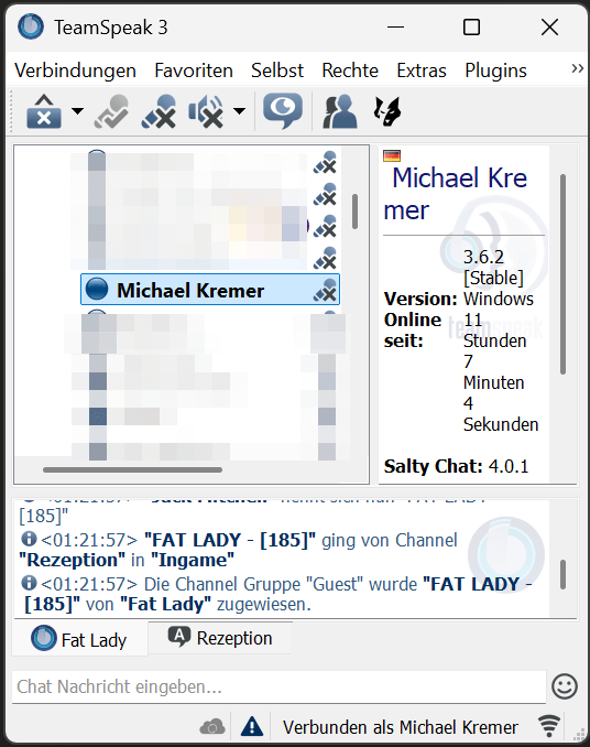 TeamSpeak-3-Client mit Serververbindung